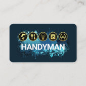Handyman Tools On Blue Paint Splatter Visitekaartje (Voorkant)