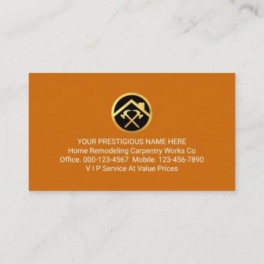 Handyman Tools On Brown Border Visitekaartje (Achterkant)