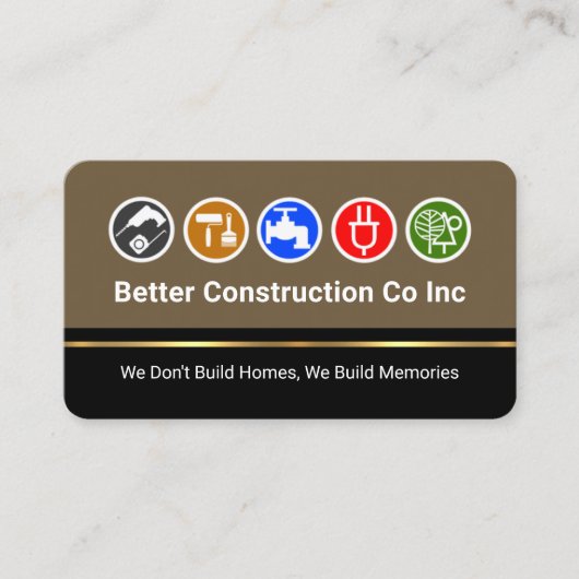 Handyman Tools On Brown Gold Line Layers Visitekaartje (Voorkant)