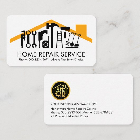 Handyman Tools On Building Rooftop Visitekaartje (Voorkant / Achterkant)