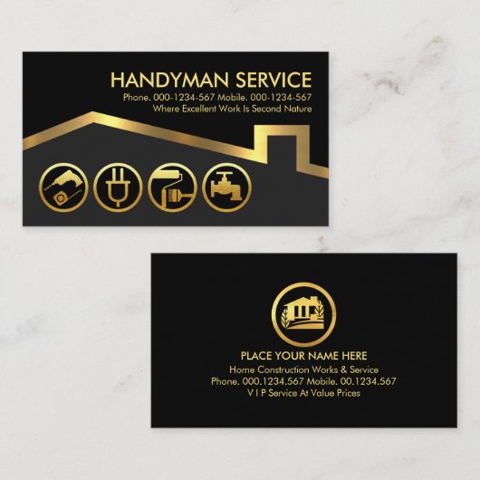 Handyman Tools On Rooftop Building Visitekaartje (Voorkant / Achterkant)