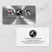 Handyman Tools On Silver Metallic Layer Visitekaartje (Voorkant / Achterkant)
