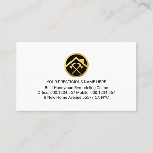 Handyman Tools On Stone Layer Visitekaartje (Achterkant)