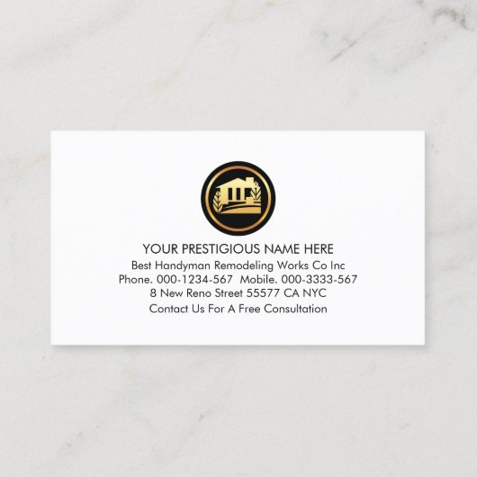 Handyman Tools On Timber Wood Layer Visitekaartje (Achterkant)