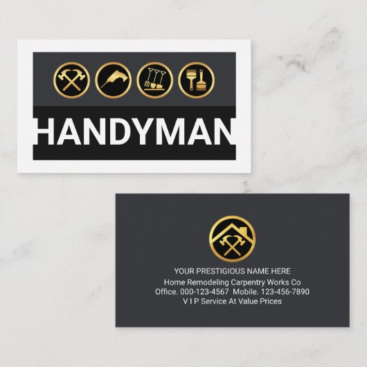 Handyman Tools On White Border Visitekaartje (Voorkant / Achterkant)