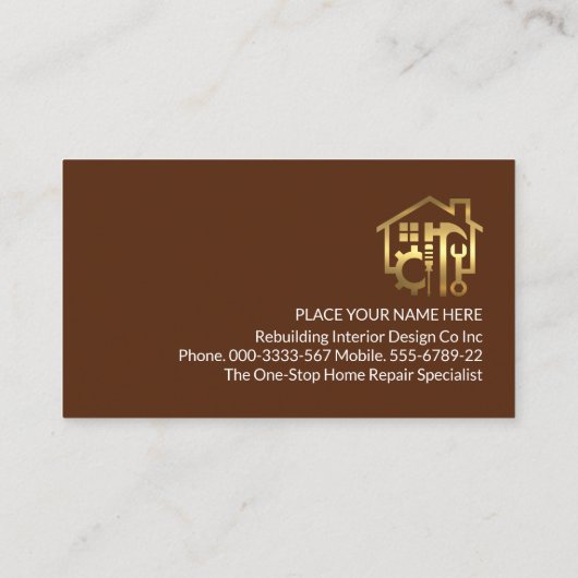 Handyman Tools On Wood Panel Visitekaartje (Achterkant)