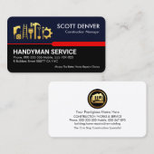 Handyman Tools op blauwe zwarte rode lijn Visitekaartje (Voorkant / Achterkant)