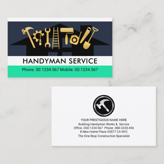 Handyman Tools op het bouwen van een dak Visitekaartje (Voorkant / Achterkant)