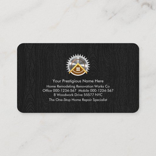 Handyman Tools op houtlaag Visitekaartje (Achterkant)