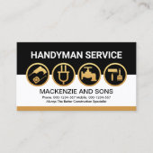 Handyman Tools op zwarte bruine lagen Visitekaartje (Voorkant)