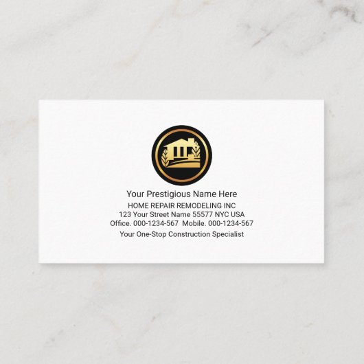 Handyman Tools Panel Contractor Visitekaartje (Achterkant)