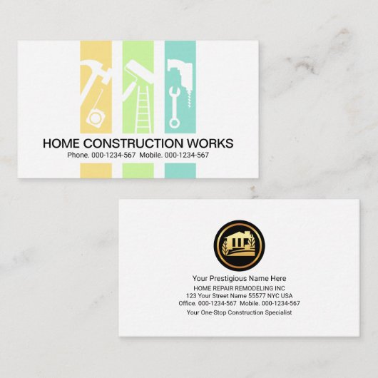 Handyman Tools Panel Contractor Visitekaartje (Voorkant / Achterkant)