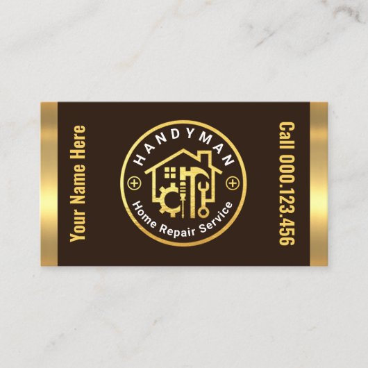 Handyman Tools Plakkaat op gouden strepen Visitekaartje (Voorkant)