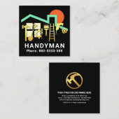 Handyman Tools Rooftop Rising Sun Vierkante Visitekaartje (Voorkant / Achterkant)