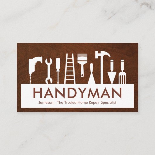 Handyman Tools Silhouette Placard Visitekaartje (Voorkant)
