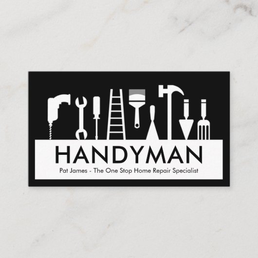 Handyman Tools Silhouette Placard Visitekaartje (Voorkant)