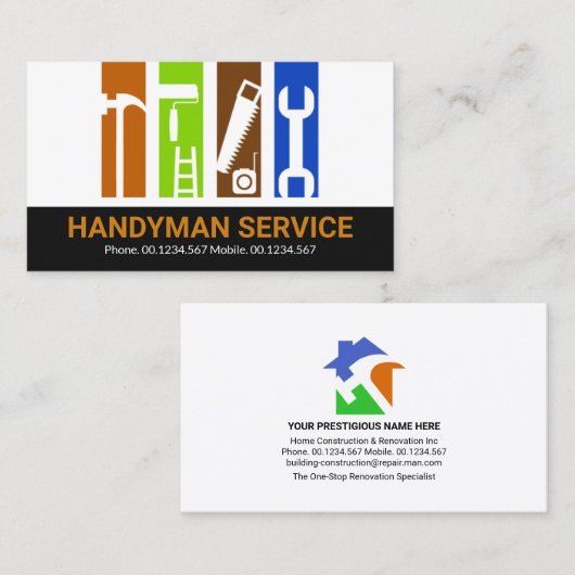 Handyman Tools Stripe Remodeling Visitekaartje (Voorkant / Achterkant)