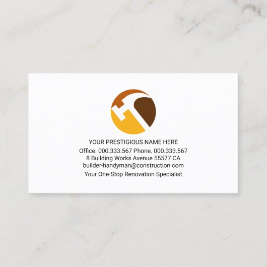 Handyman Tools Tab Home Reparaties Visitekaartje (Achterkant)