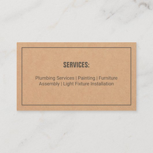 Handyman Tools Texture Visitekaartje (Achterkant)