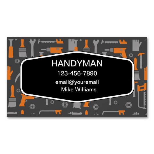 Handyman Tools Theme Magnetische Visitekaartjes Magnetisch Visitekaartje (Voorkant)