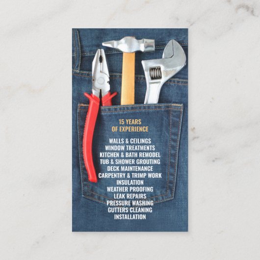 Handyman Tools Visitekaartje (Achterkant)