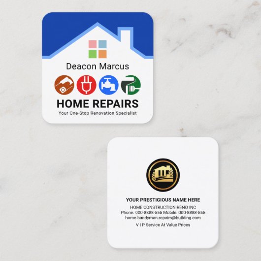 Handyman Tools Window Rooftop Lijst Vierkante Visitekaartje (Voorkant / Achterkant)