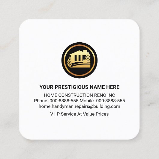 Handyman Tools Window Rooftop Lijst Vierkante Visitekaartje (Achterkant)