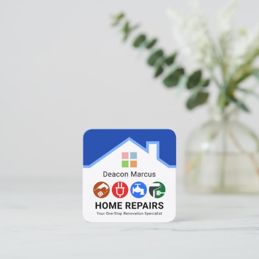 Handyman Tools Window Rooftop Lijst Vierkante Visitekaartje (Staand voorkant)