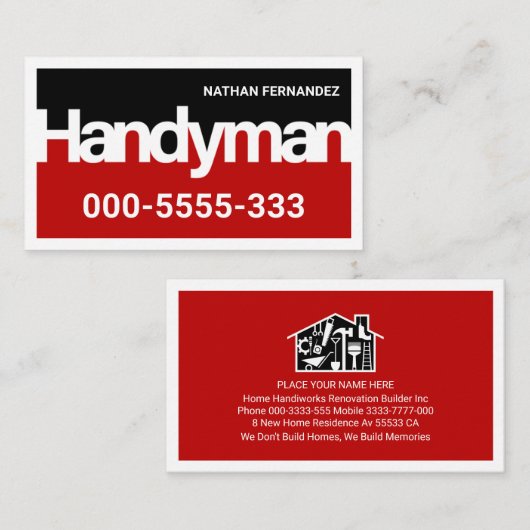 Handyman Uithangbord Frame Bouwer  Visitekaartje (Voorkant / Achterkant)