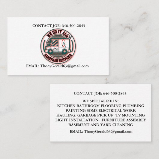 HANDYMAN VISITEKAARTJE (Voorkant / Achterkant)