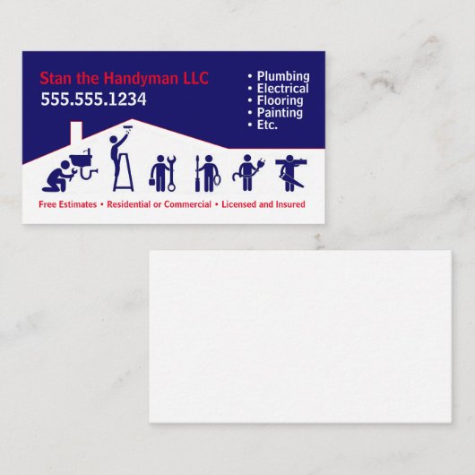 Handyman Visitekaartje (Voorkant / Achterkant)