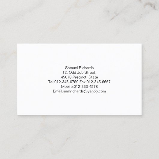 Handyman Visitekaartje eenvoudige hamer silhoutte (Achterkant)