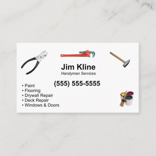 Handyman visitekaartje Onderhoud man Home Repair (Voorkant)