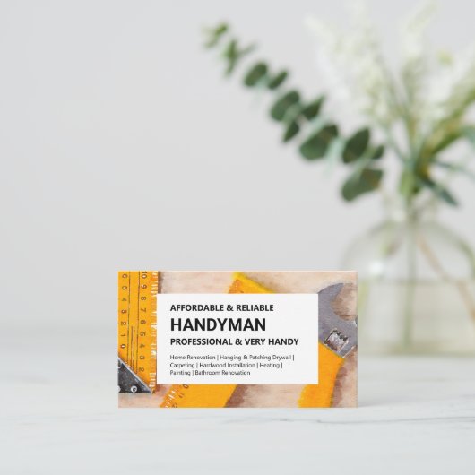Handyman Visitekaartje - Werkgereedschap / Regelaa (Staand voorkant)