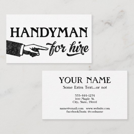 Handyman Visitekaartjes - Koel Vintage (Voorkant / Achterkant)