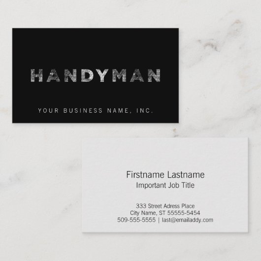 Handyman [White Letterpress Style] Visitekaartje (Voorkant / Achterkant)