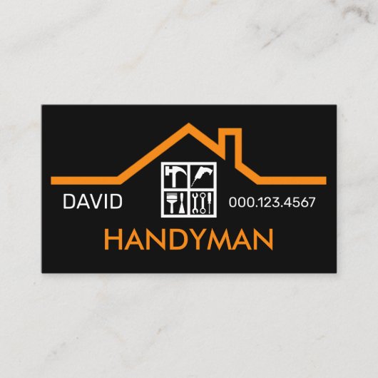 Handyman Window Frame Rooftop Building Visitekaartje (Voorkant)