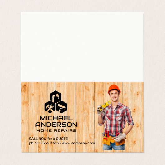 Handyman with Tool Belt | Home Repairs Visitekaartje (Buitenkant ongevouwen)