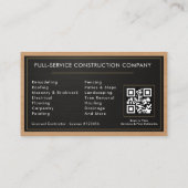 Handyman Wood Metallic Construction Black Gold Visitekaartje (Achterkant)