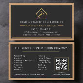 Handyman Wood QR Code Construction Black Gold Visitekaartje