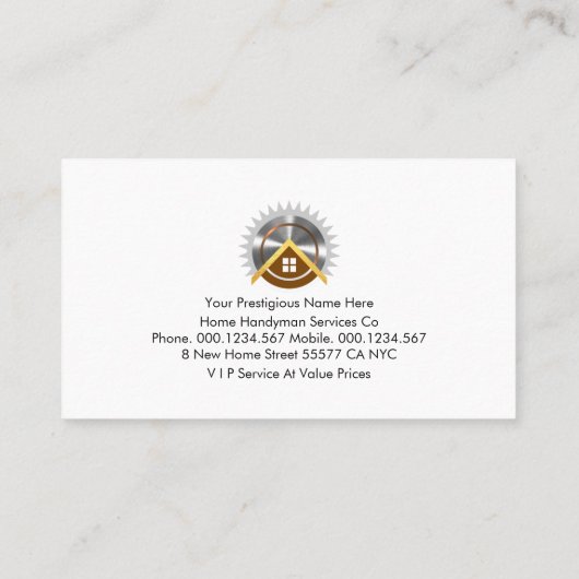 Handyman Wood Signage Visitekaartje (Achterkant)