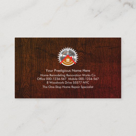 Handyman Wood Timber Layer Visitekaartje (Achterkant)