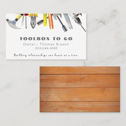 Handyman Wood Tools Maintenance Service Visitekaartje (Voorkant / Achterkant)