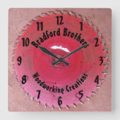 Handyman Woodworking Red Saw Blade - Aangepaste na Vierkante Klok (Voorkant)