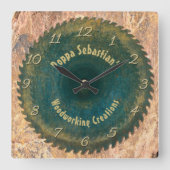 Handyman Woodworking Rustic Saw Blade Sjabloon Vierkante Klok (Voorkant)