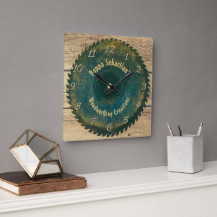 Handyman Woodworking Rustic Saw Blade Sjabloon Vierkante Klok