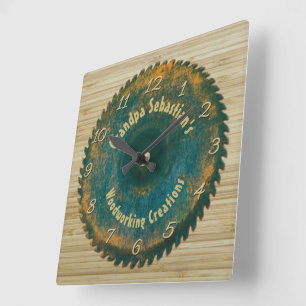 Handyman Woodworking Rustic Saw Blade Sjabloon Vierkante Klok