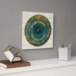 Handyman Woodworking Rustic Saw Blade Sjabloon Vierkante Klok