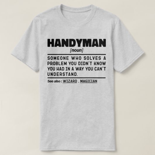Handyman zelfstandig naamwoord definitie sarcastis t-shirt (Design voorkant)