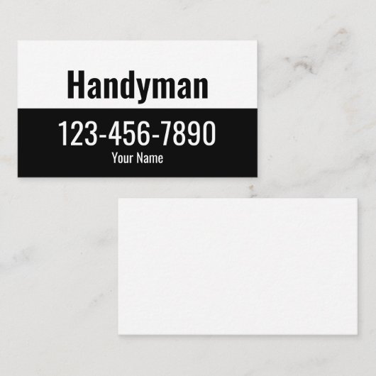 Handyman Zwart-wit Tekst Sjabloon Visitekaartje (Voorkant / Achterkant)